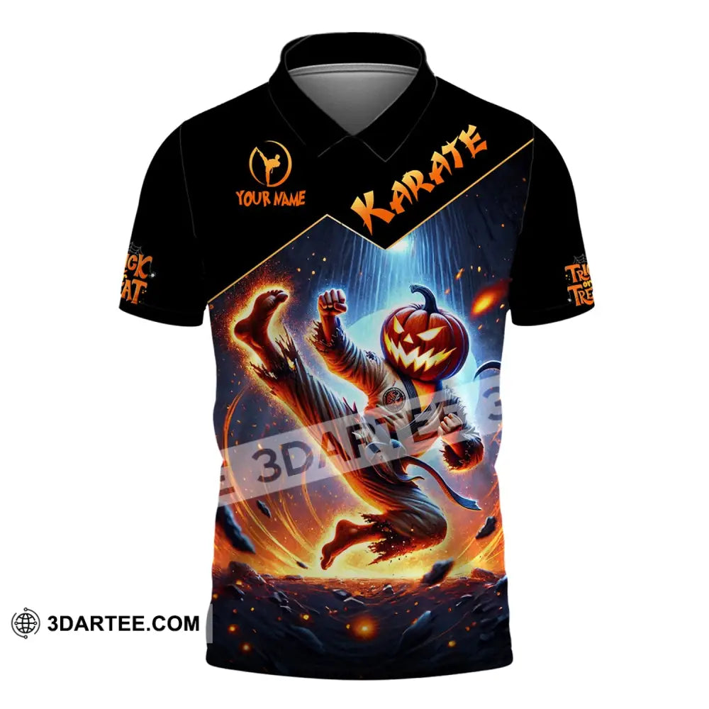 Unisex Shirt - Custom Name Trick Or Treat Karate Polo / S T-Shirt