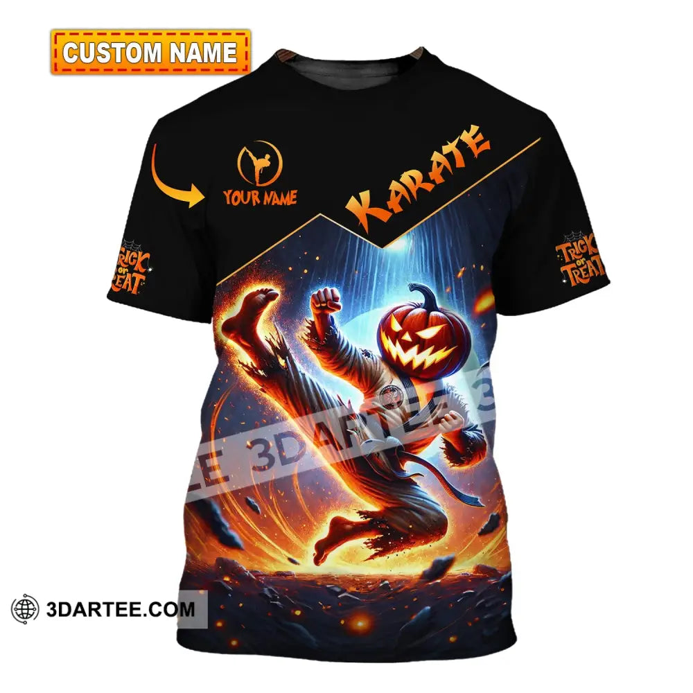 Unisex Shirt - Custom Name Trick Or Treat Karate T-Shirt