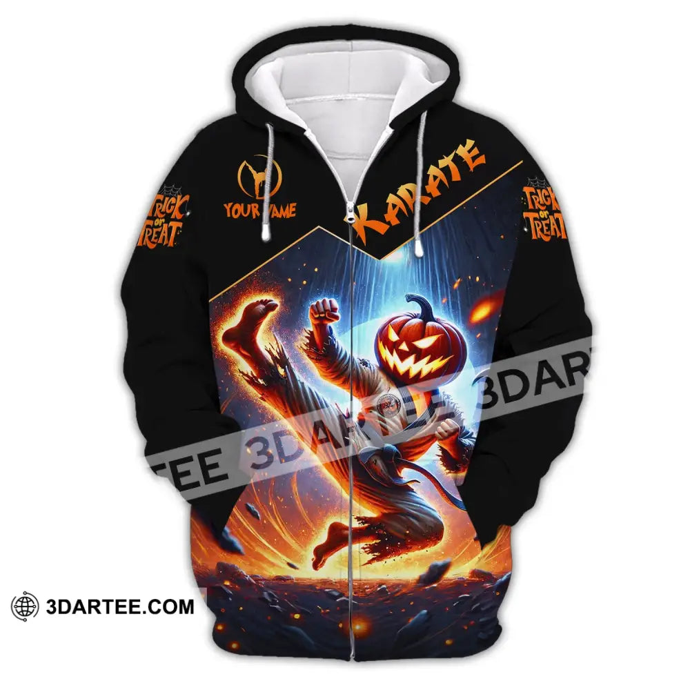 Unisex Shirt - Custom Name Trick Or Treat Karate Zipper Hoodie / S T-Shirt