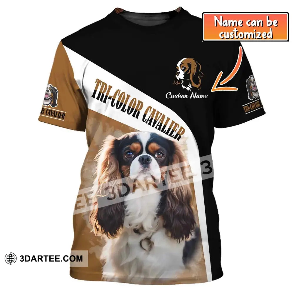 Unisex Shirt Custom Name Tricolor Cavalier T-Shirt For Dog Lovers