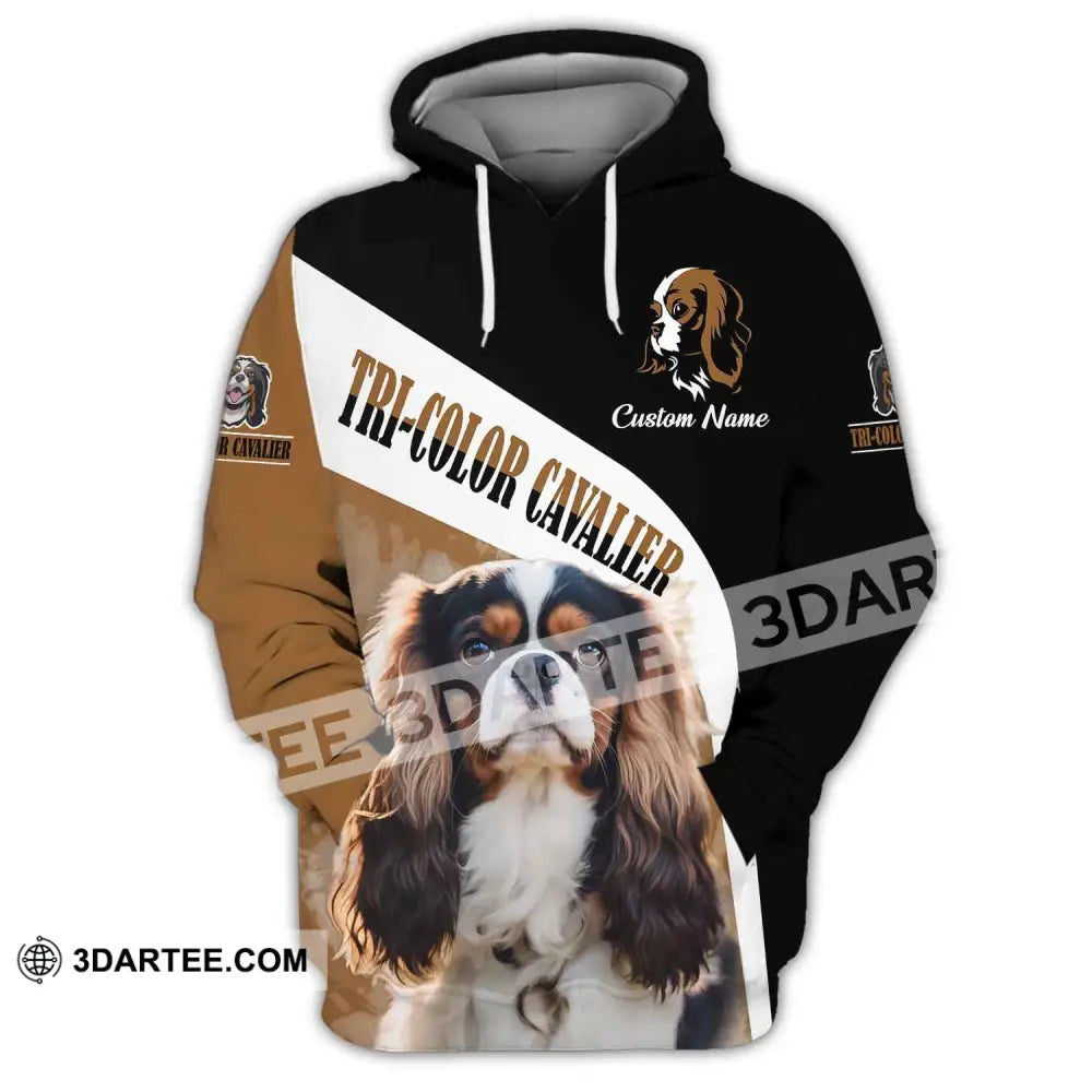 Unisex Shirt Custom Name Tricolor Cavalier T-Shirt For Dog Lovers Hoodie / S