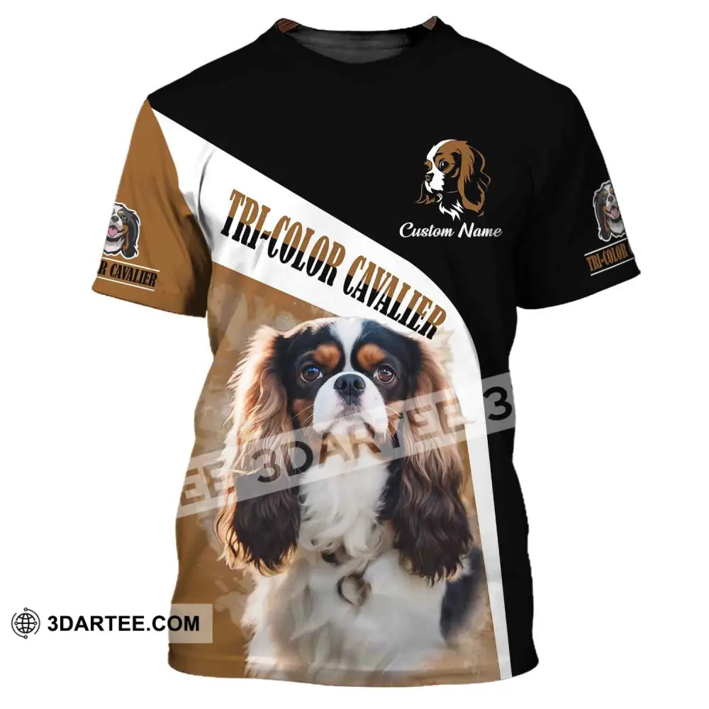 Unisex Shirt Custom Name Tricolor Cavalier T-Shirt For Dog Lovers / S