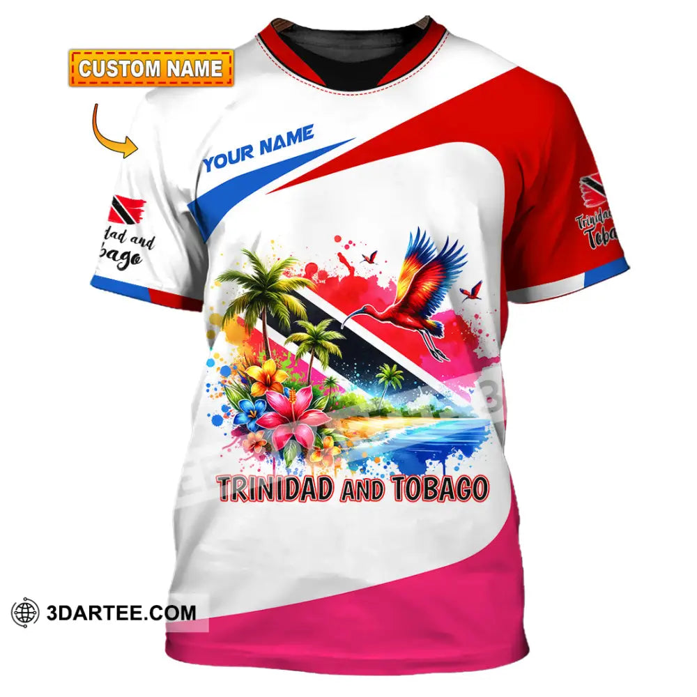 Unisex Shirt Custom Name Trinidad And Tobago Lover Polo Long Sleeve T-Shirt