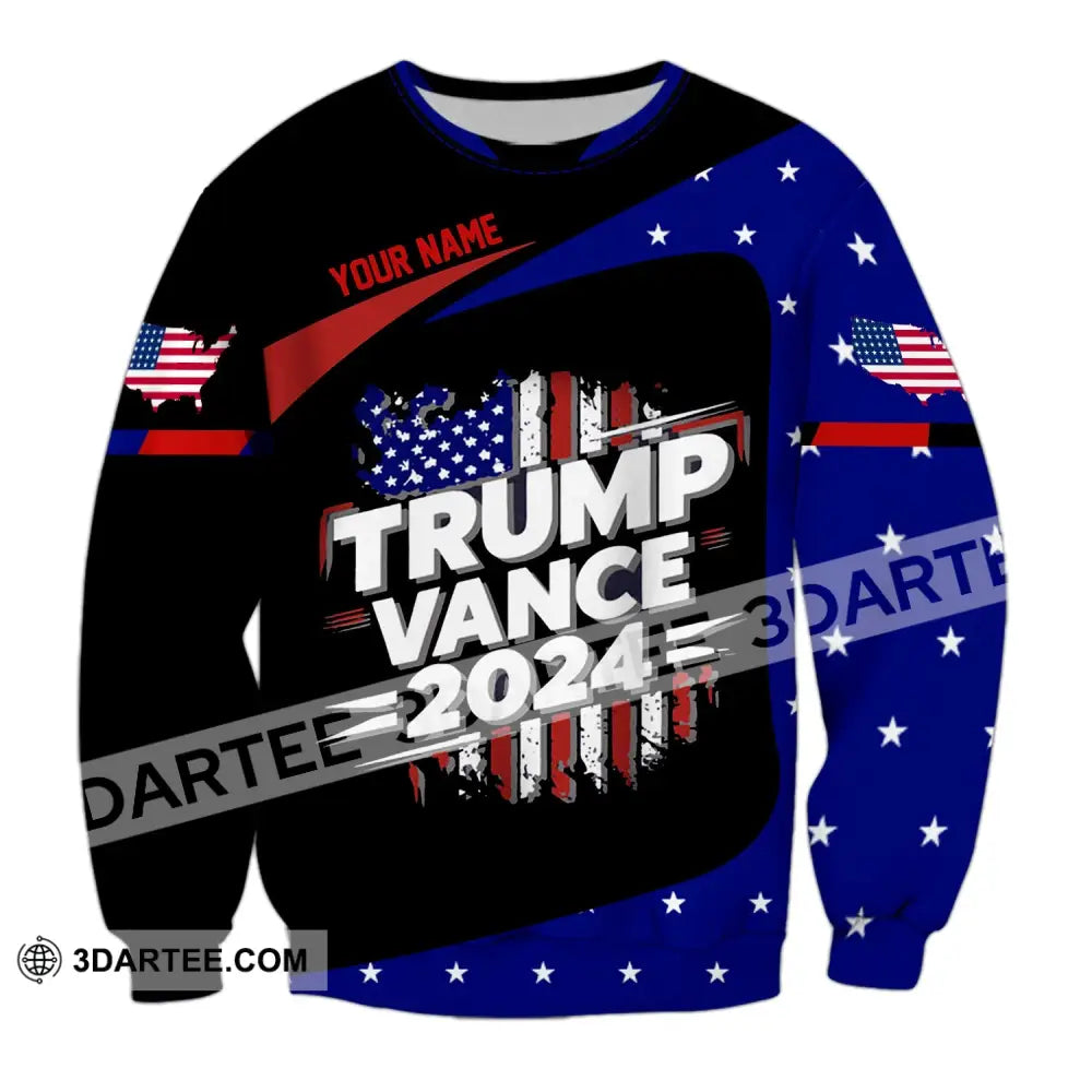 Unisex Shirt Custom Name Trump Vance 2024 For President T-Shirt Long Sleeve / S T-Shirt