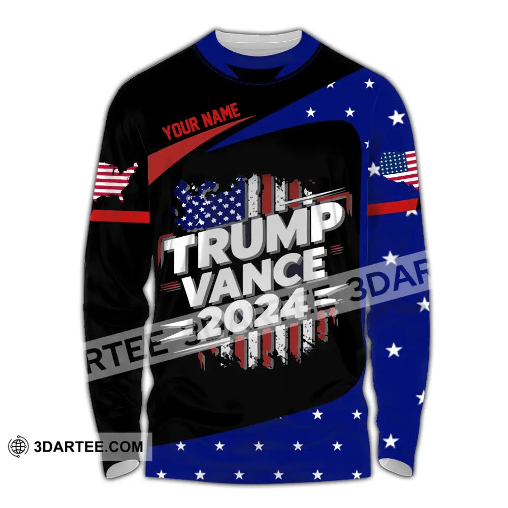 Unisex Shirt Custom Name Trump Vance 2024 For President T-Shirt Long Sleeve / S T-Shirt