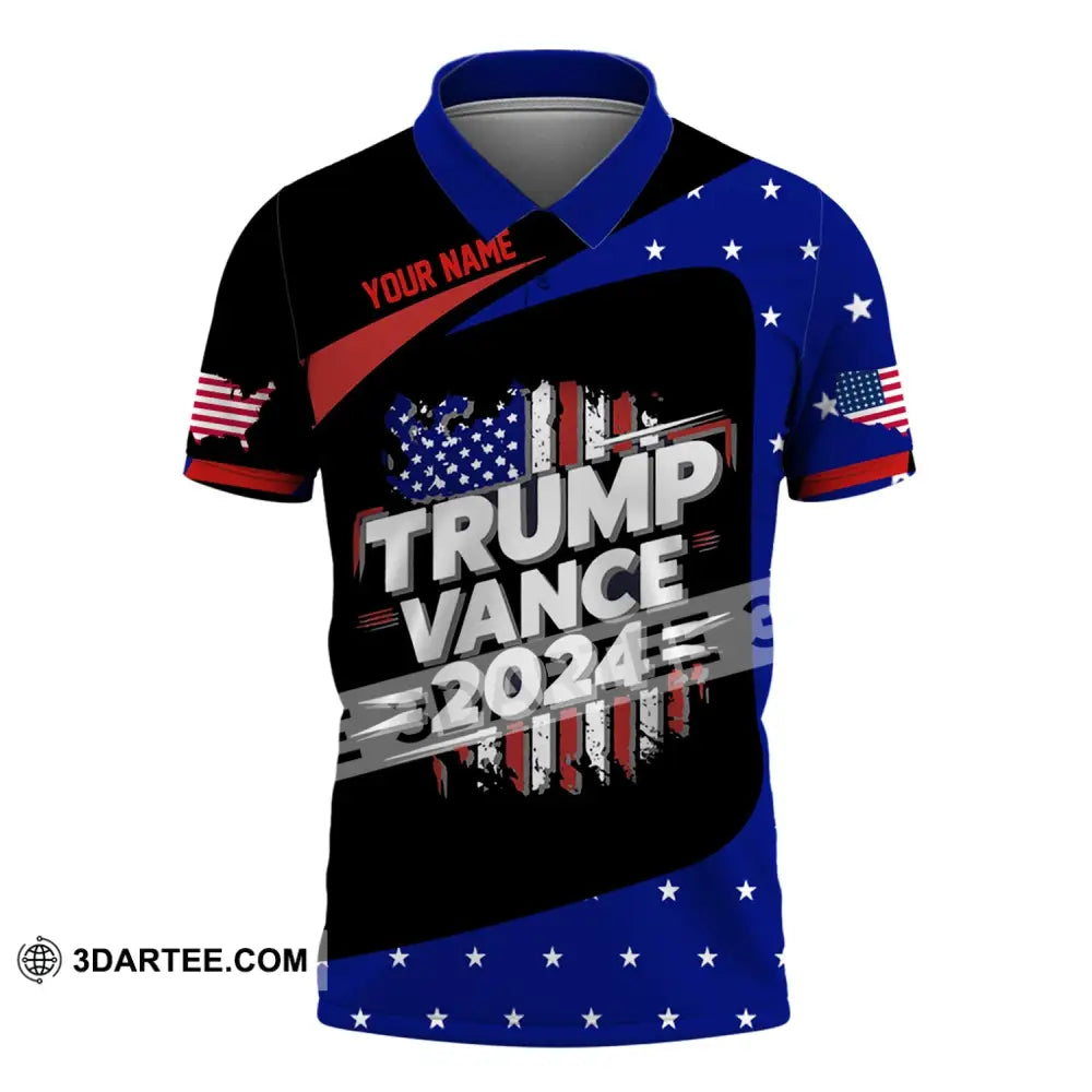 Unisex Shirt Custom Name Trump Vance 2024 For President T-Shirt Polo / S T-Shirt