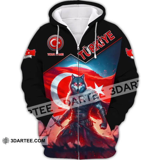 Unisex Shirt Custom Name Türkiye Turkiye Lover Polo Long Sleeve Zipper Hoodie / S T-Shirt