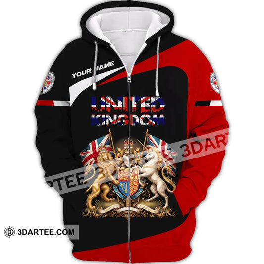 Unisex Shirt Custom Name United Kingdom Polo Long Sleeve Pride Uk English Gift Zipper Hoodie / S