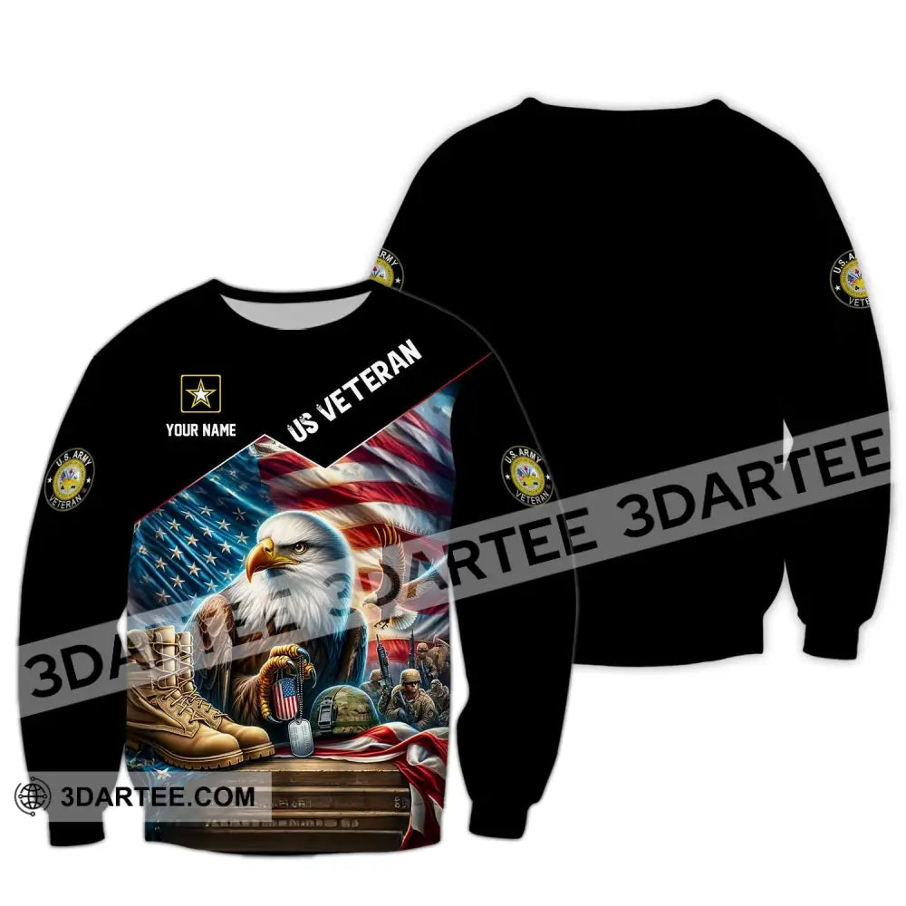 Unisex Shirt - Custom Name Us Veteran Long Sleeve / S T-Shirt