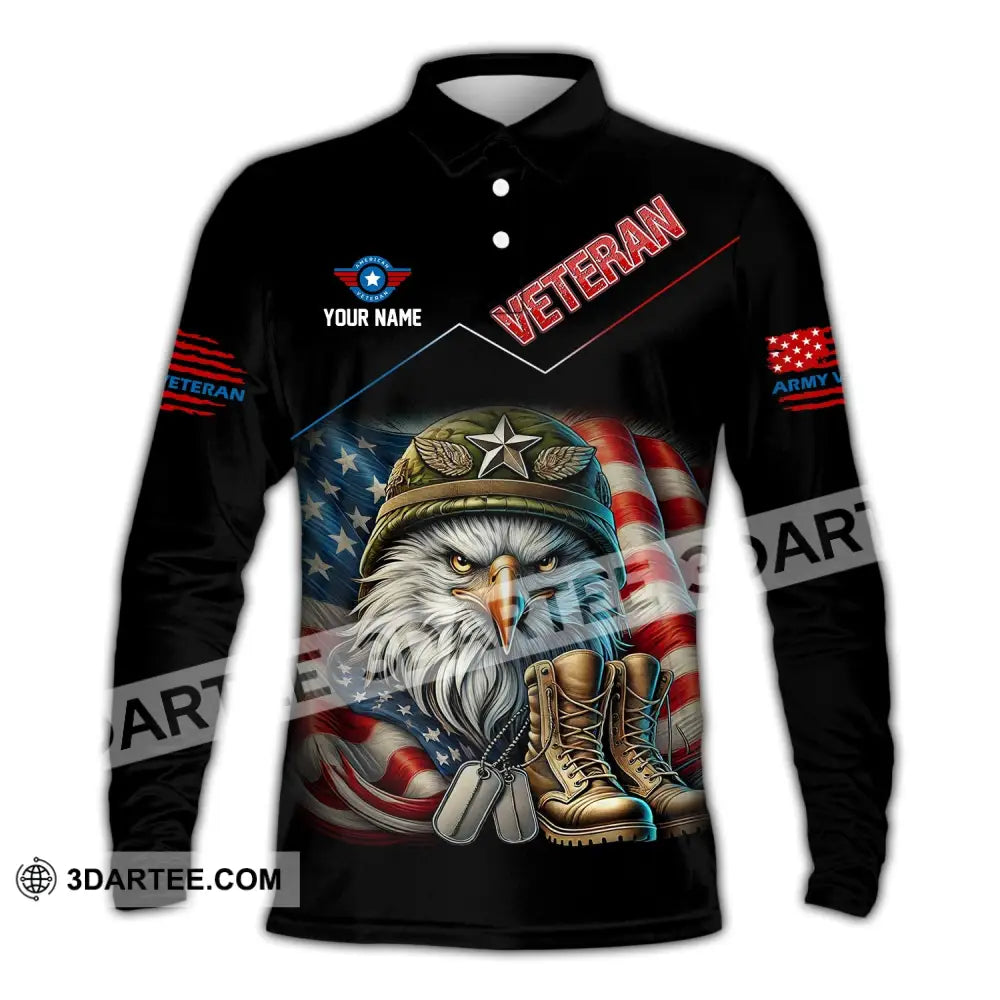 Unisex Shirt Custom Name Veteran Memorial Long Sleeve Polo / S T-Shirt