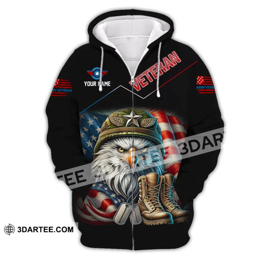 Unisex Shirt Custom Name Veteran Memorial Zipper Hoodie / S T-Shirt