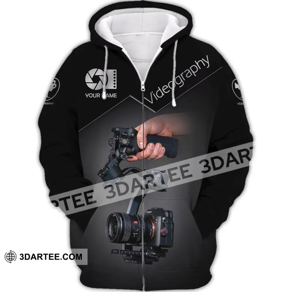 Unisex Shirt Custom Name Videography Photography T-Shirt Gift For Videographers Zipper Hoodie / S