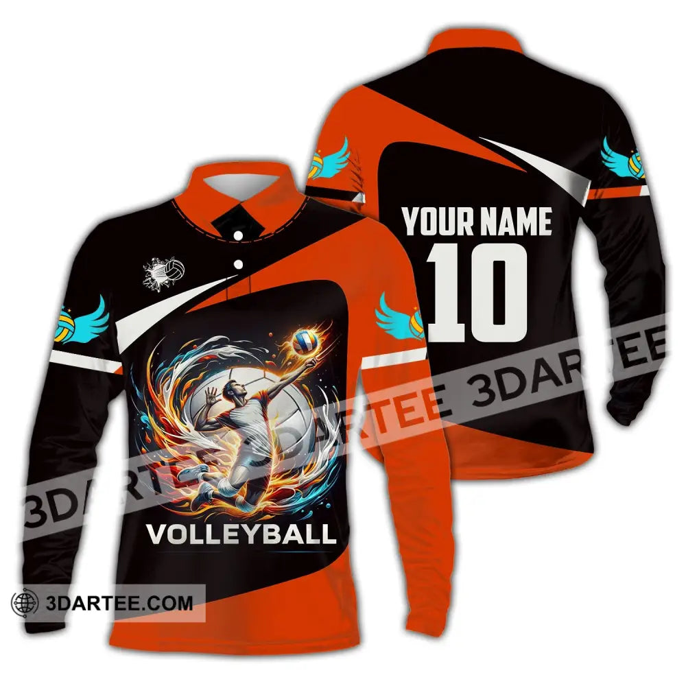 Unisex Shirt Custom Name Volleyball T-Shirt For Club Gift Players Long Sleeve Polo / S T-Shirt