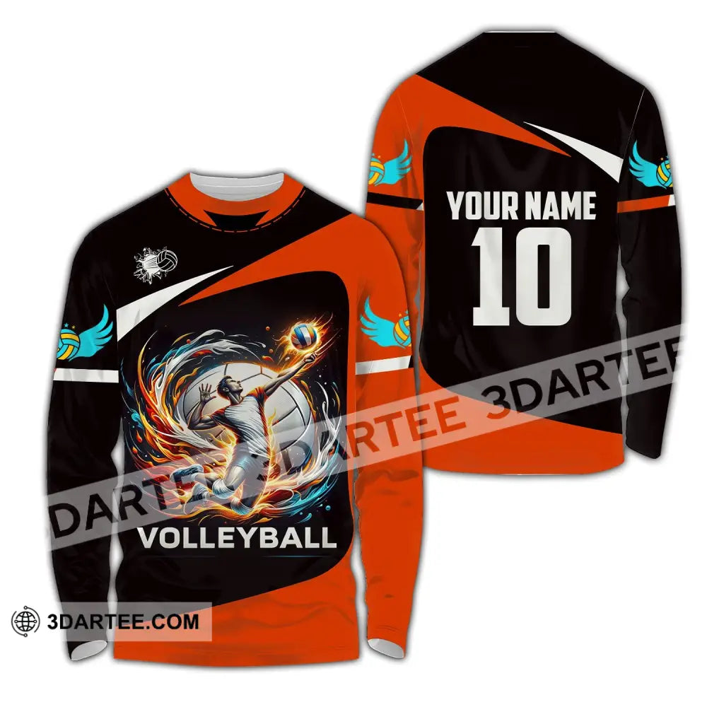 Unisex Shirt Custom Name Volleyball T-Shirt For Club Gift Players Long Sleeve / S T-Shirt