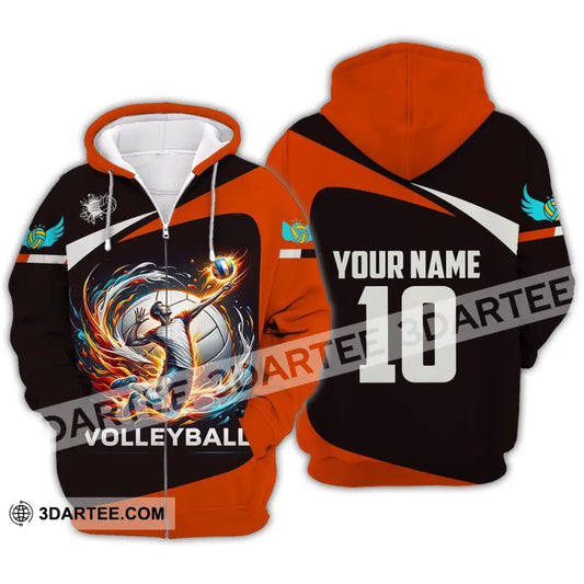 Unisex Shirt Custom Name Volleyball T-Shirt For Club Gift Players Zipper Hoodie / S T-Shirt