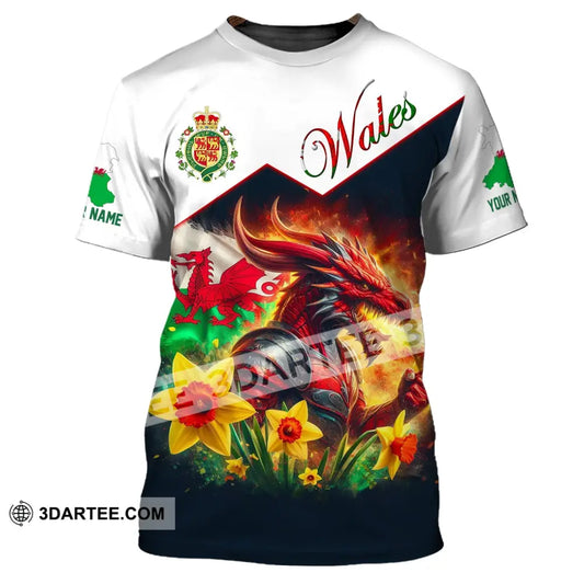 Unisex Shirt Custom Name Wales Polo Long Sleeve Gift For Lover T-Shirt / S