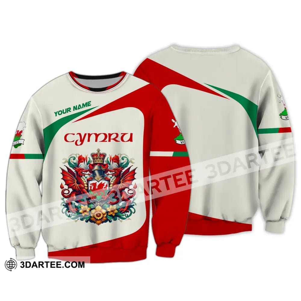 Unisex Shirt Custom Name Wales T-Shirt Cymru Long Sleeve / S