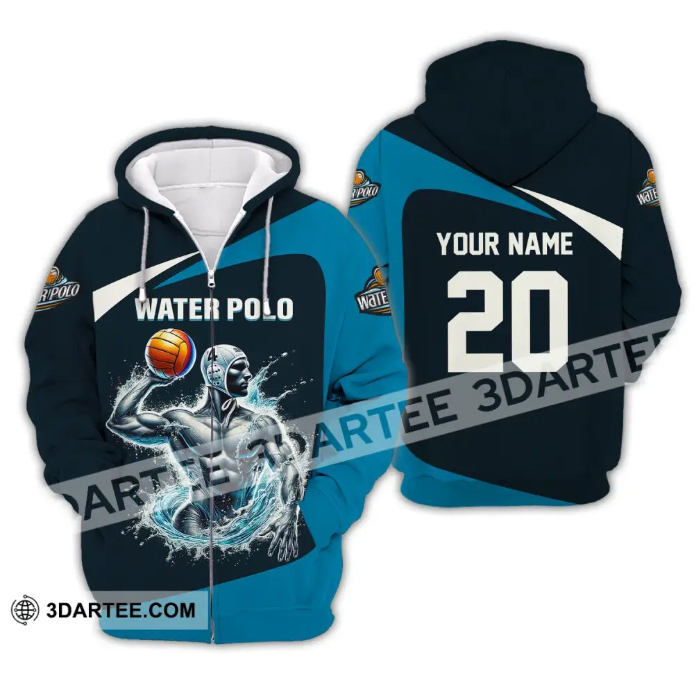 Unisex Shirt Custom Name Water Polo T-Shirt For Club Gift Players Zipper Hoodie / S T-Shirt