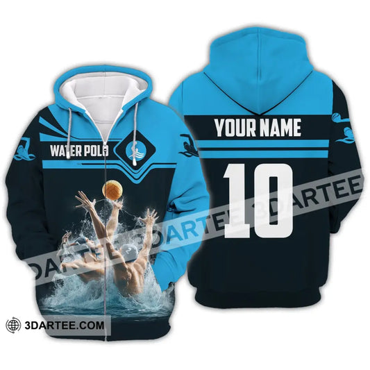 Unisex Shirt Custom Name Water Polo T-Shirt Hoodie Long Sleeve Team Uniform Zipper / S T-Shirt