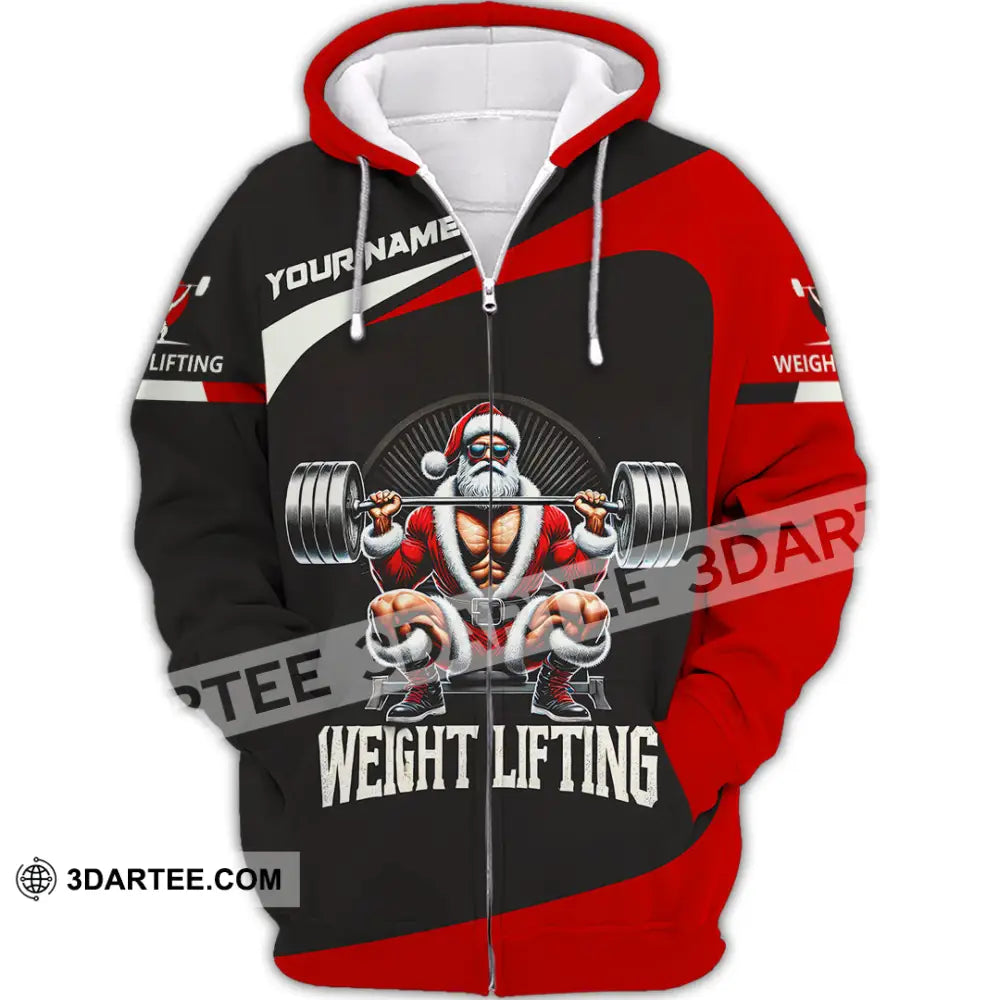 Unisex Shirt Custom Name Weight Lifting Gym Lover Christmas Gift Zipper Hoodie / S T-Shirt