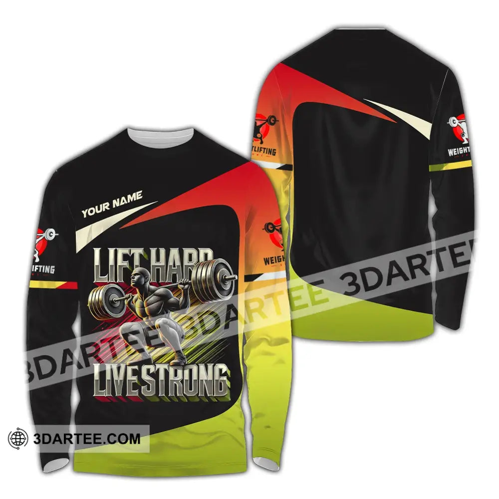 Unisex Shirt Custom Name Weight Lifting Work Out Long Sleeve T-Shirt / S T-Shirt