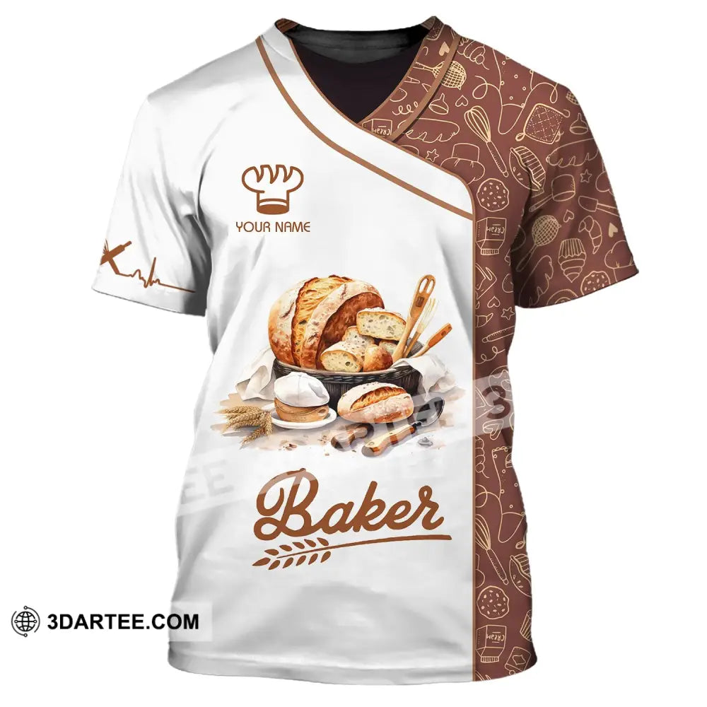 Unisex Shirt - Custom Name White Baker Making Bake T-Shirt / S T-Shirt