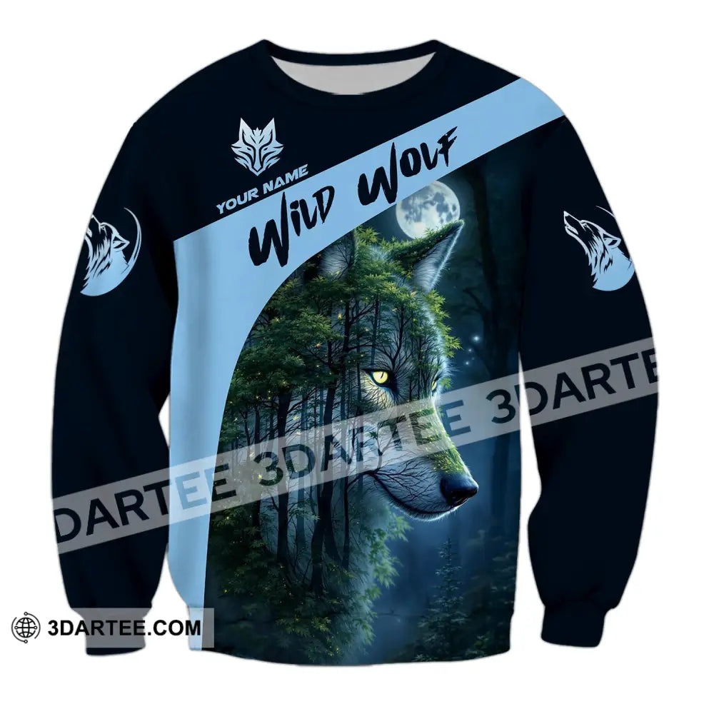 Unisex Shirt Custom Name Wolf Wild Long Sleeve / S T-Shirt