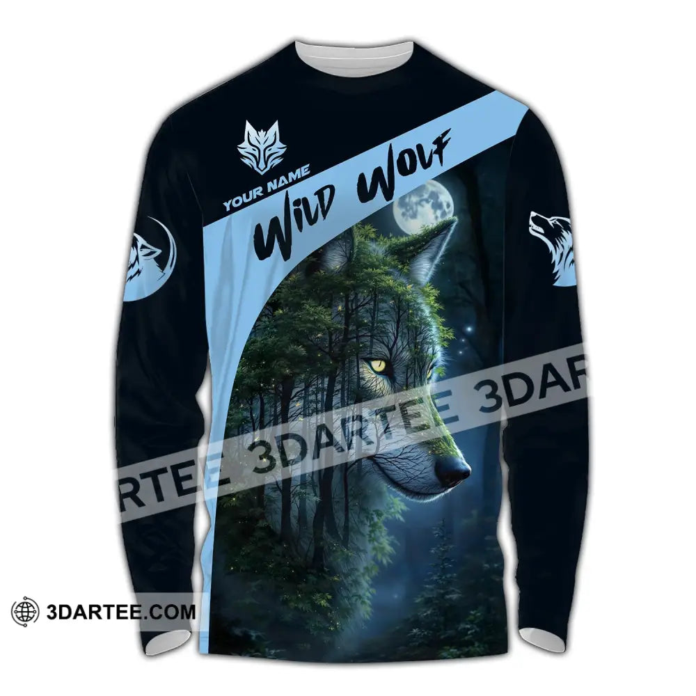 Unisex Shirt Custom Name Wolf Wild Long Sleeve / S T-Shirt