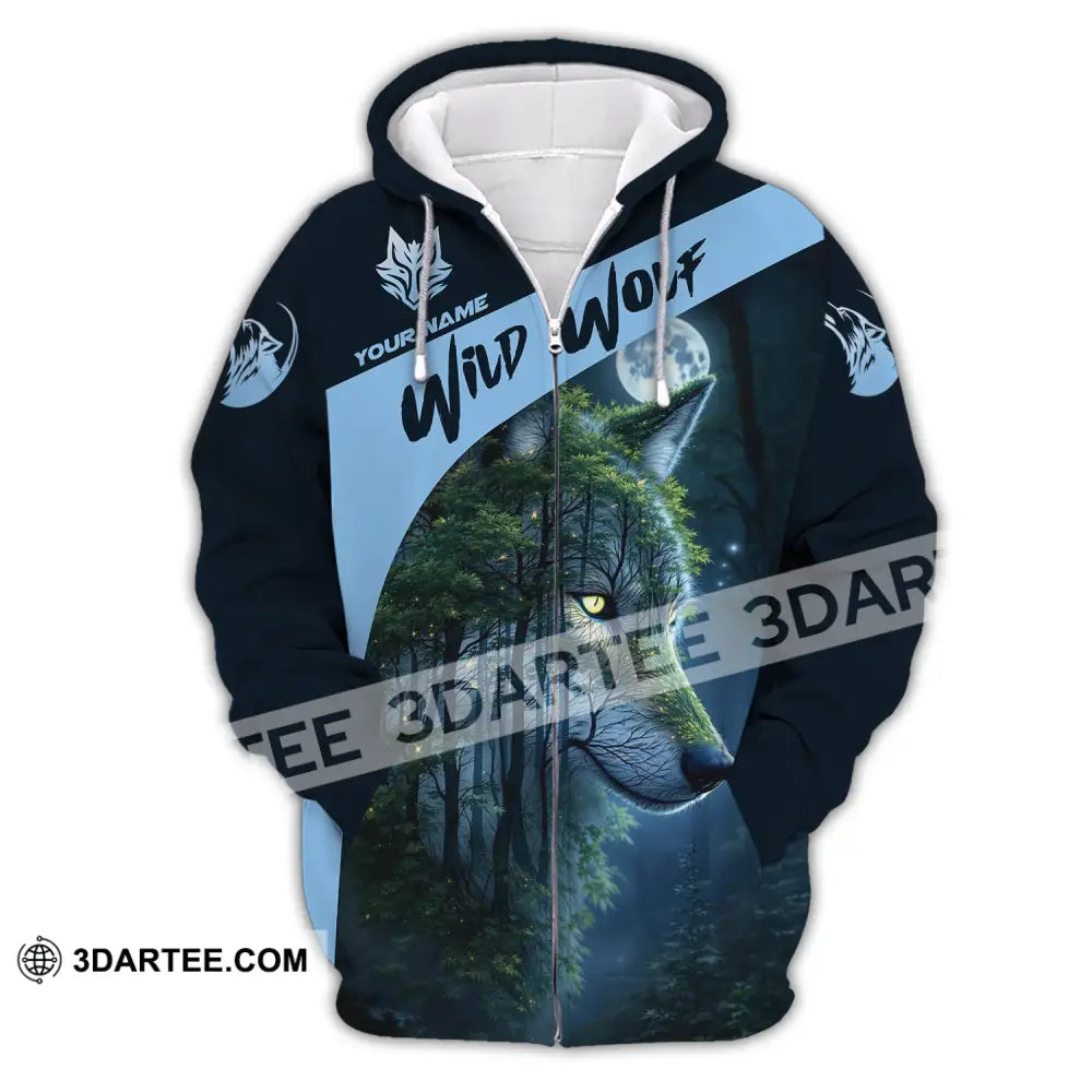 Unisex Shirt Custom Name Wolf Wild Zipper Hoodie / S T-Shirt