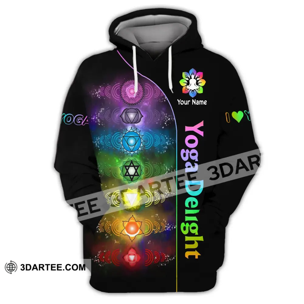 Unisex Shirt Custom Name Yoga Delight Love Hoodie Polo Long Sleeve / S T-Shirt