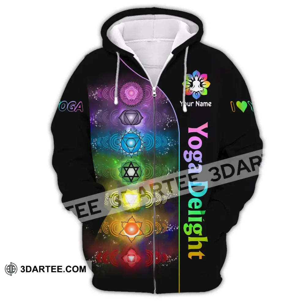 Unisex Shirt Custom Name Yoga Delight Love Hoodie Polo Long Sleeve Zipper / S T-Shirt