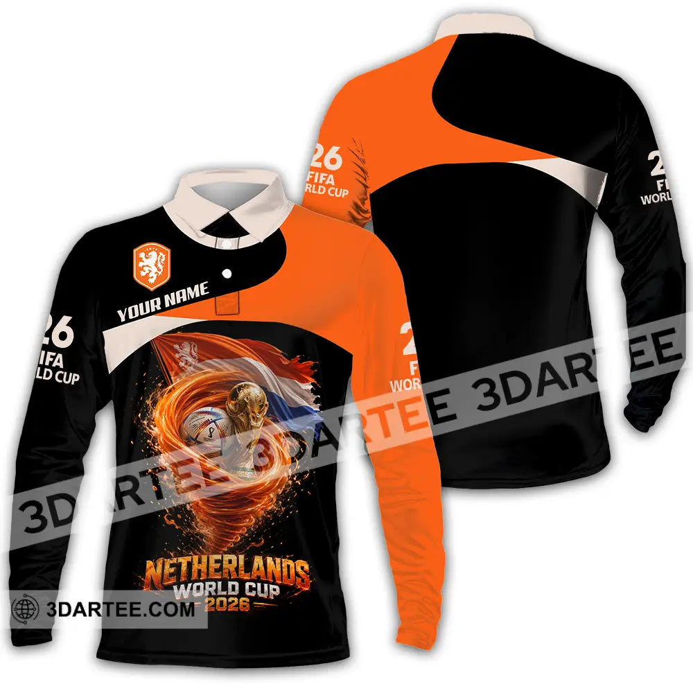 Unisex Shirt - Custom Netherlands World Cup 2026 3D Shirt - Long Sleeve Polo / S - T-shirt