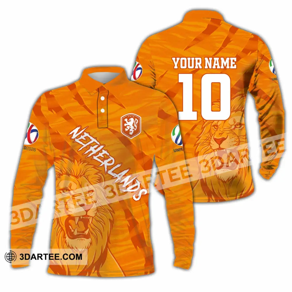 Unisex Shirt - Custom Netherlands 3D Shirt Long Sleeve Polo / S T-shirt