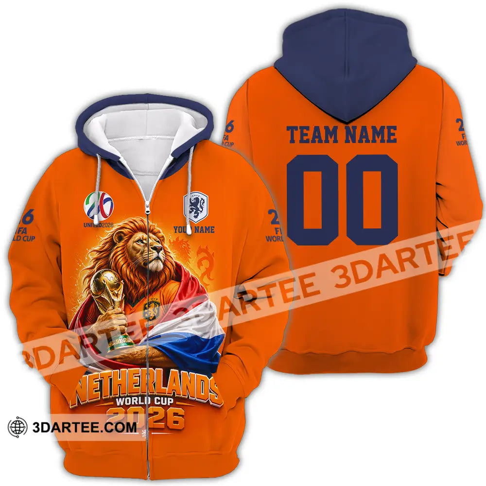Unisex Shirt - Custom Netherlands World Cup 2026 3D Shirt - Zipper Hoodie / S - T-shirt