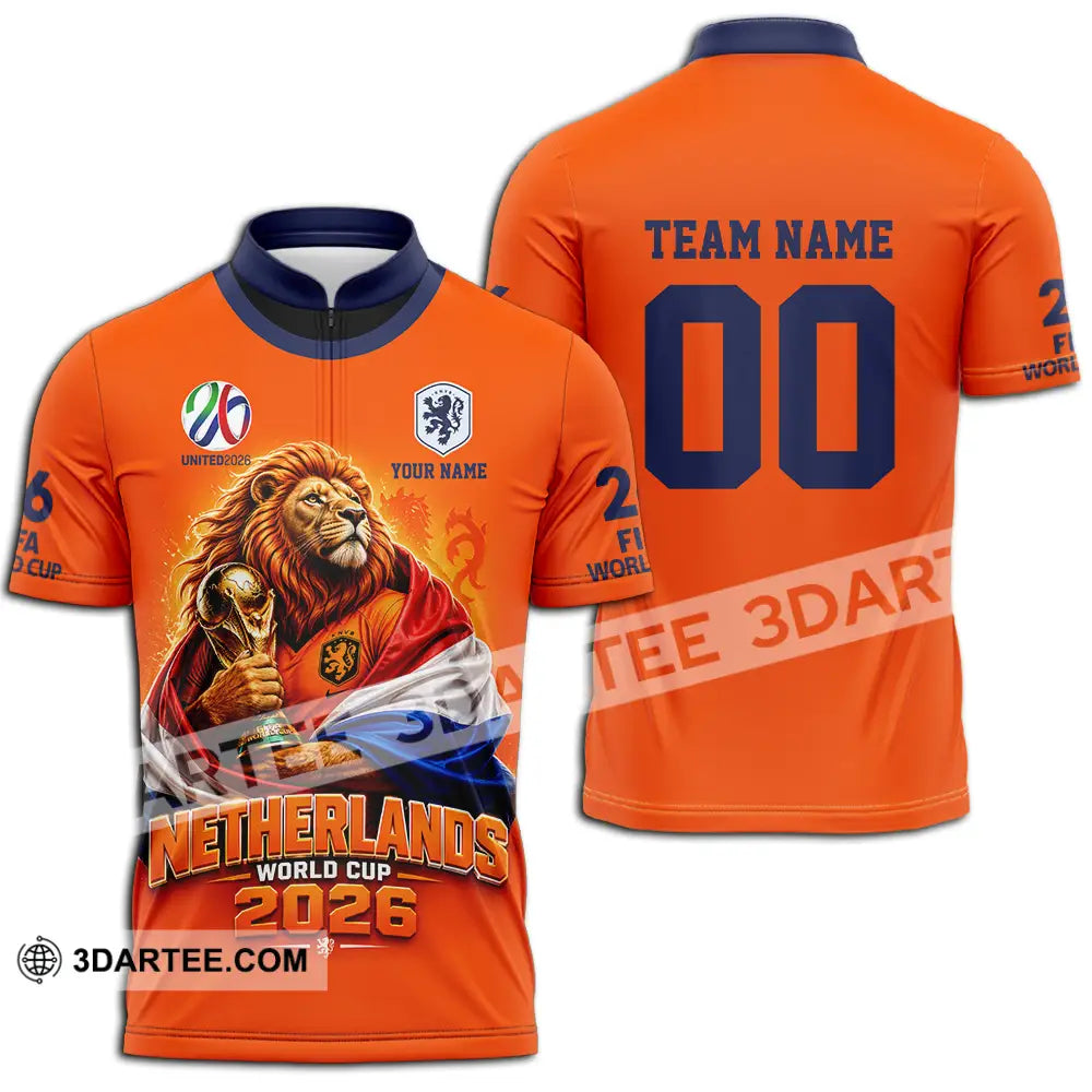 Unisex Shirt - Custom Netherlands World Cup 2026 3D Shirt - Zipper Polo Shirt / S - T-shirt