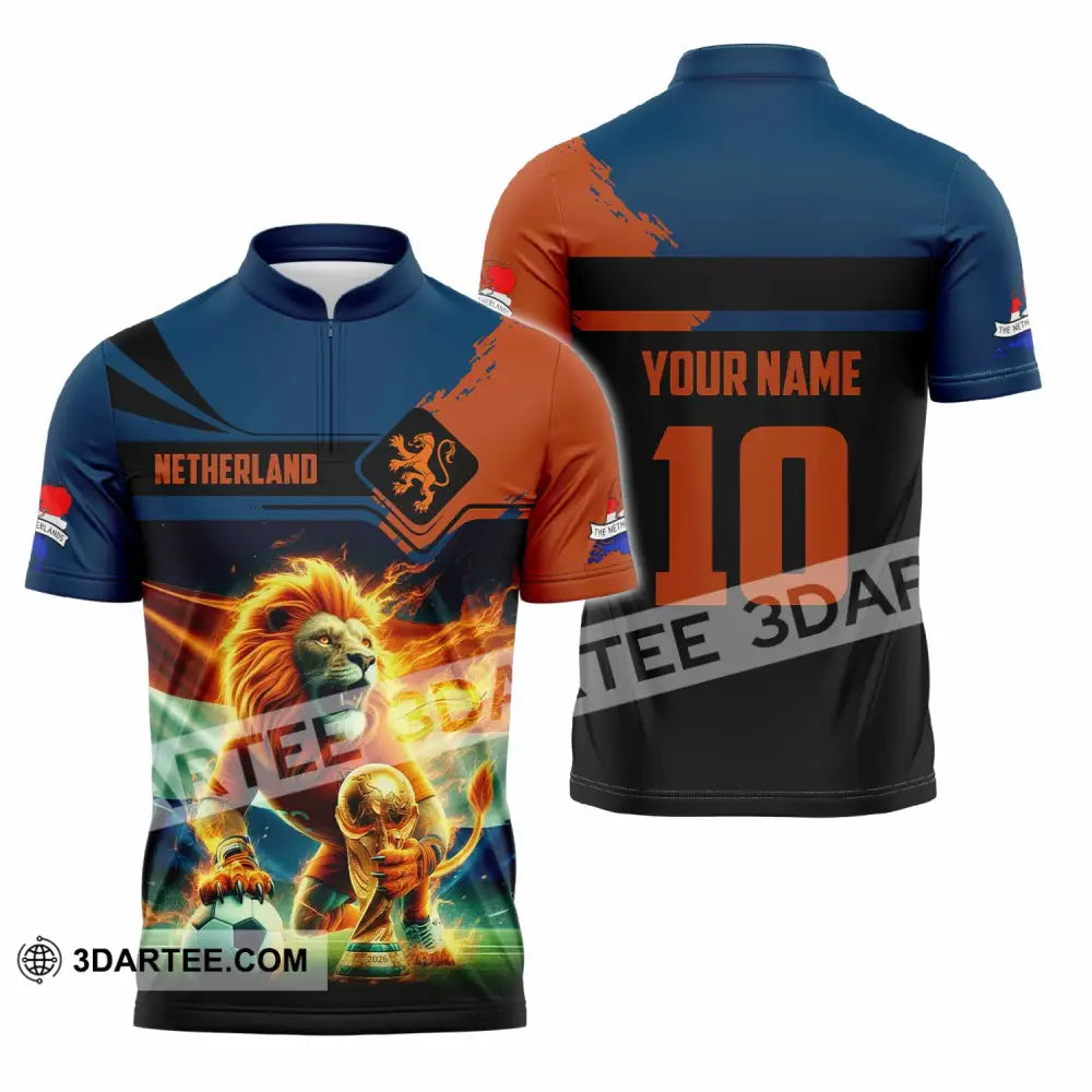 Unisex Shirt - Custom Netherlands 3D Shirt Zipper Polo Shirt / S T-shirt