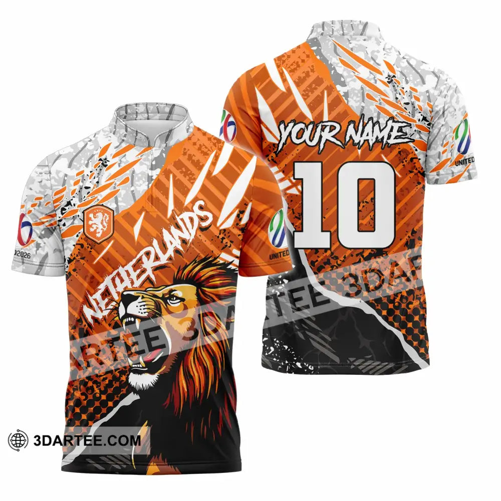 Unisex Shirt - Custom Netherlands 3D Shirt Zipper Polo Shirt / S T-shirt