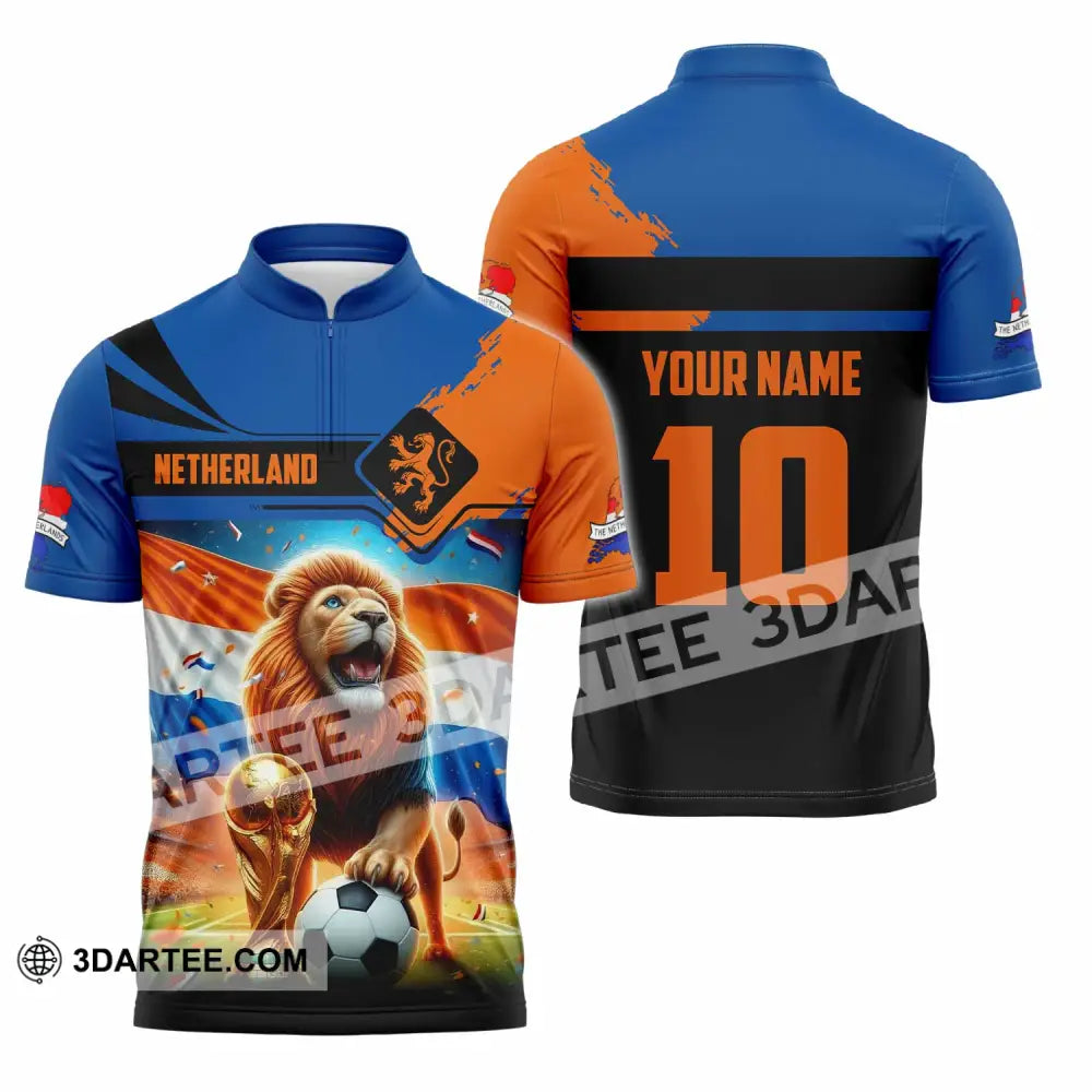 Unisex Shirt - Custom Netherlands 3D Shirt Zipper Polo Shirt / S T-shirt