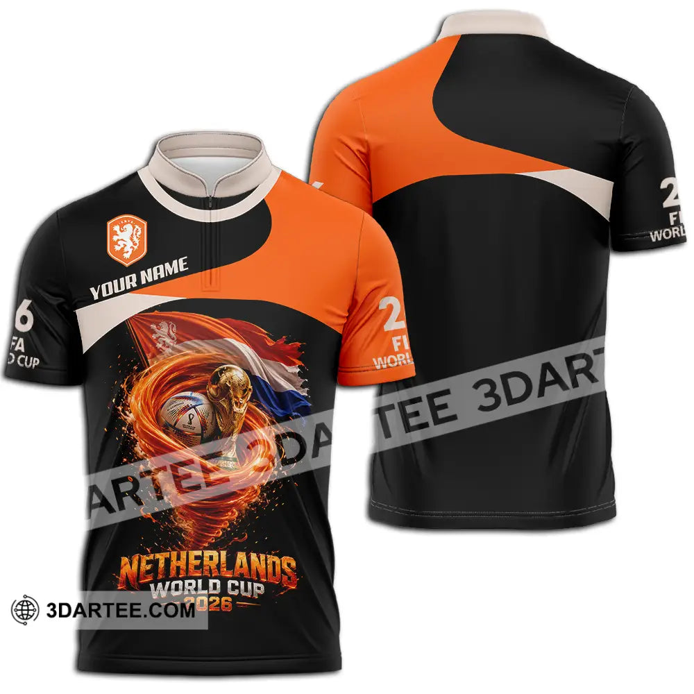 Unisex Shirt - Custom Netherlands World Cup 2026 3D Shirt - Zipper Polo Shirt / S - T-shirt
