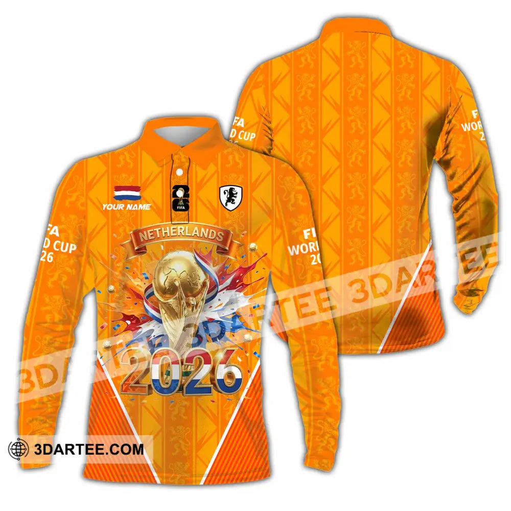Unisex Shirt - Custom Netherlands World Cup 2026 3D Shirt Long Sleeve Polo / S T-shirt