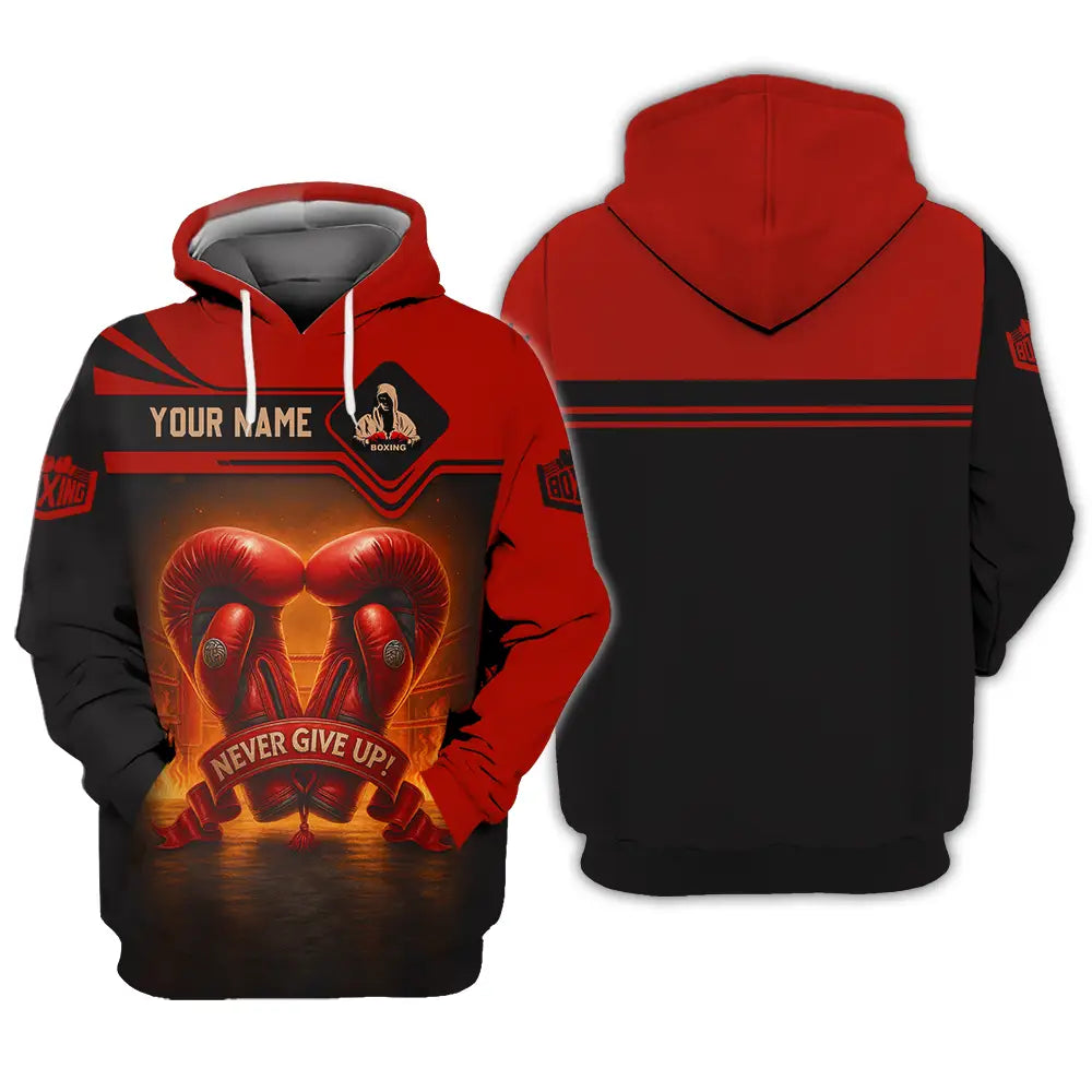 Unisex Shirt - Custom Never Give Up Boxing Shirt Hoodie / S T-shirt