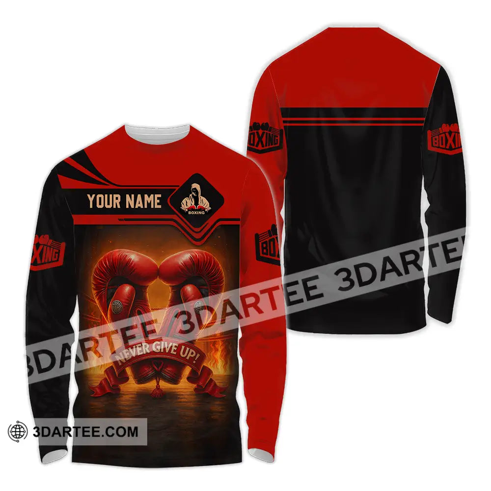 Unisex Shirt - Custom Never Give Up Boxing Shirt Long Sleeve Shirt / S T-shirt