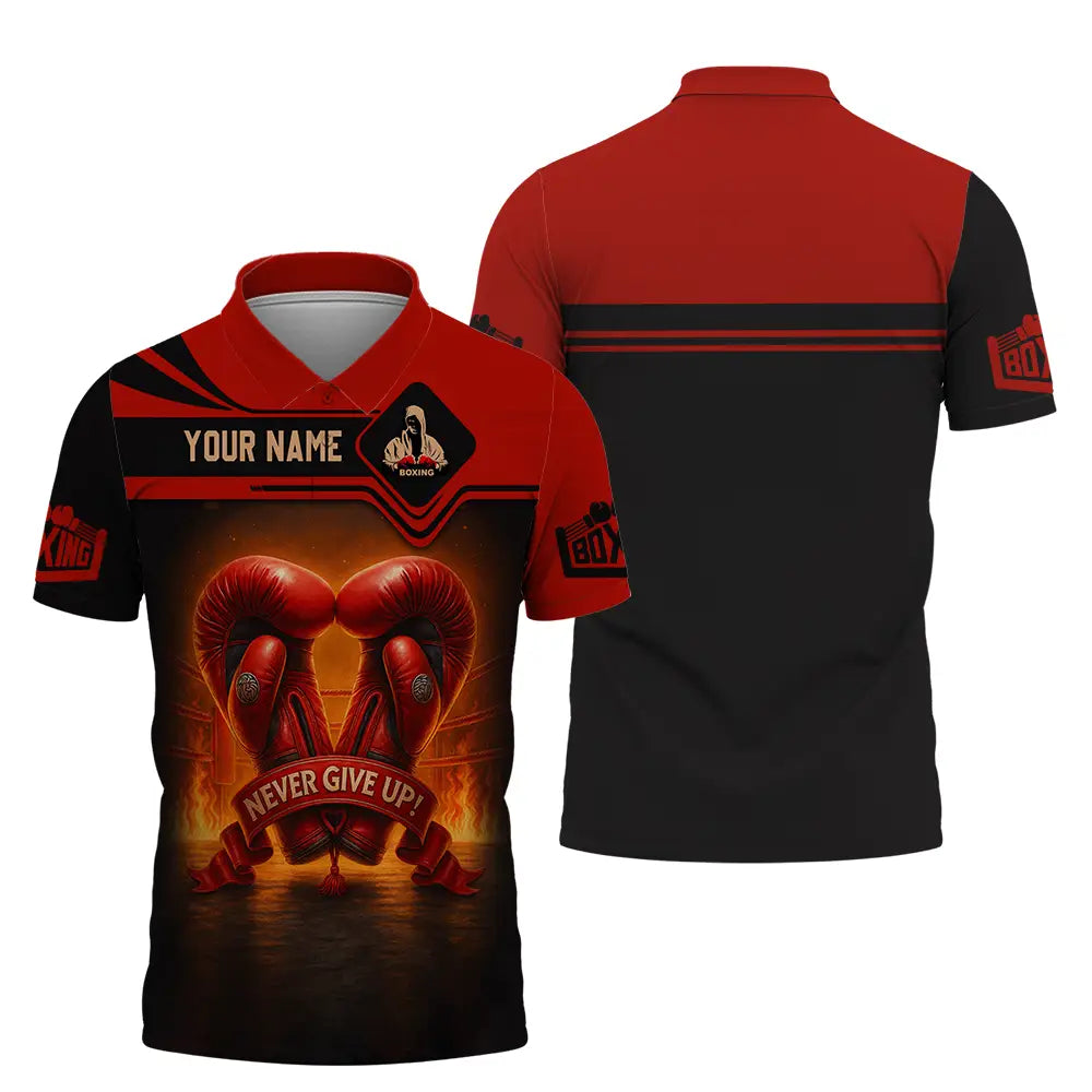 Unisex Shirt - Custom Never Give Up Boxing Shirt Polo Shirt / S T-shirt