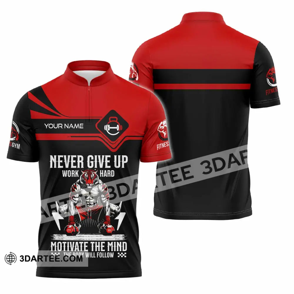 Unisex Shirt - Custom Never Give Up Work Hard Shirt Zipper Polo Shirt / S T-shirt