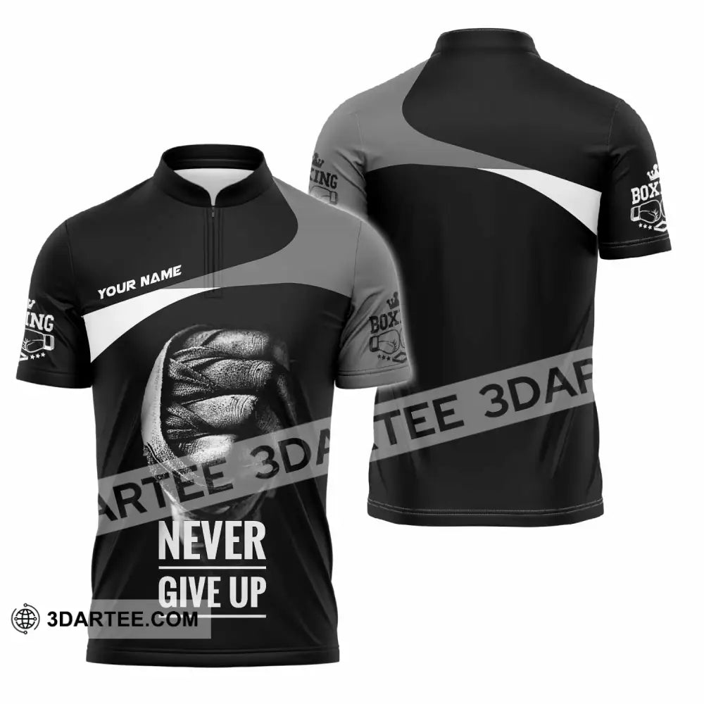 Unisex Shirt - Custom Never Give Up Shirt Zipper Polo Shirt / S T-shirt