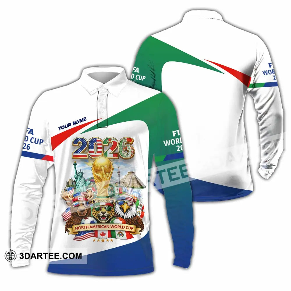 Unisex Shirt - Custom North American FIFA World Cup 2026 3D Shirt Long Sleeve Polo / S T-shirt