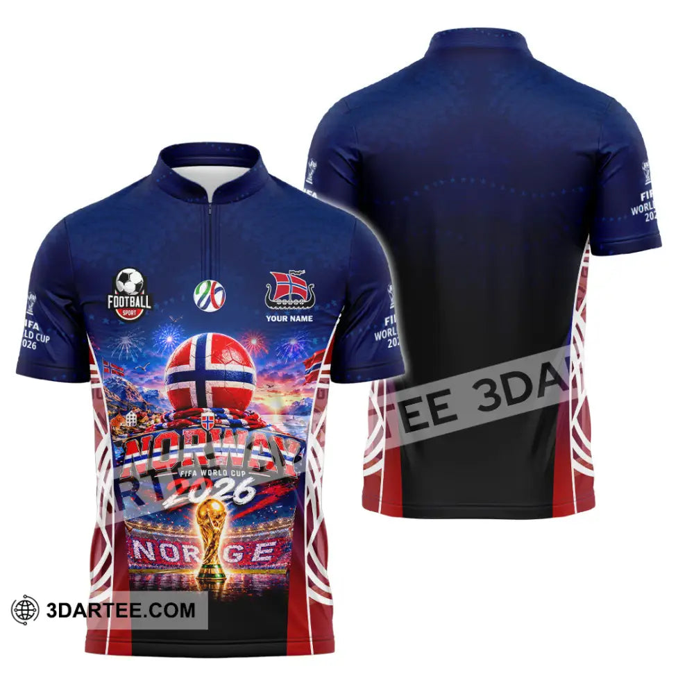 Unisex Shirt - Custom Norway World Cup 2026 Shirt - Zipper Polo Shirt / S - T-shirt