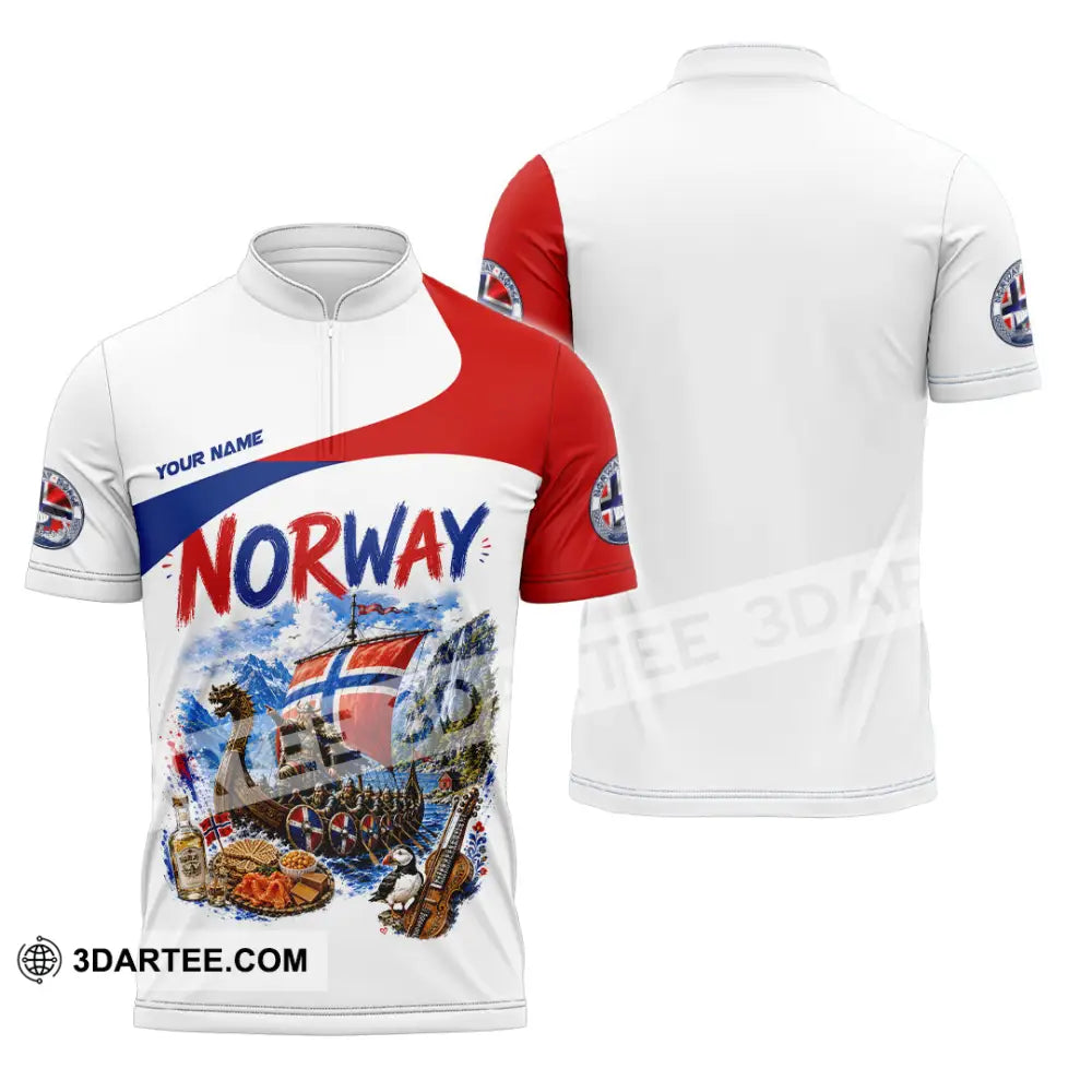 Unisex Shirt - Custom Norway Shirt - Zipper Polo Shirt / S - T-shirt