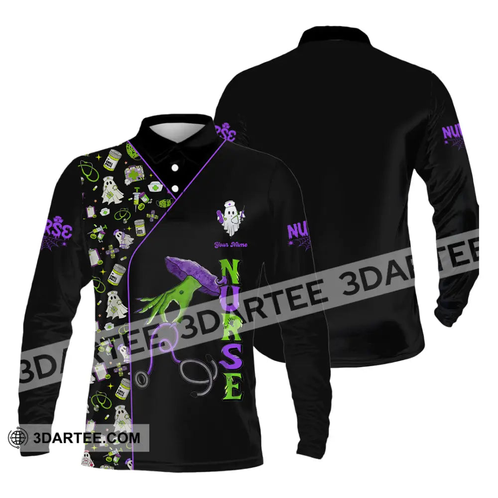 Unisex Shirt - Custom Nurse Halloween Shirt Long Sleeve Polo / S T-shirt