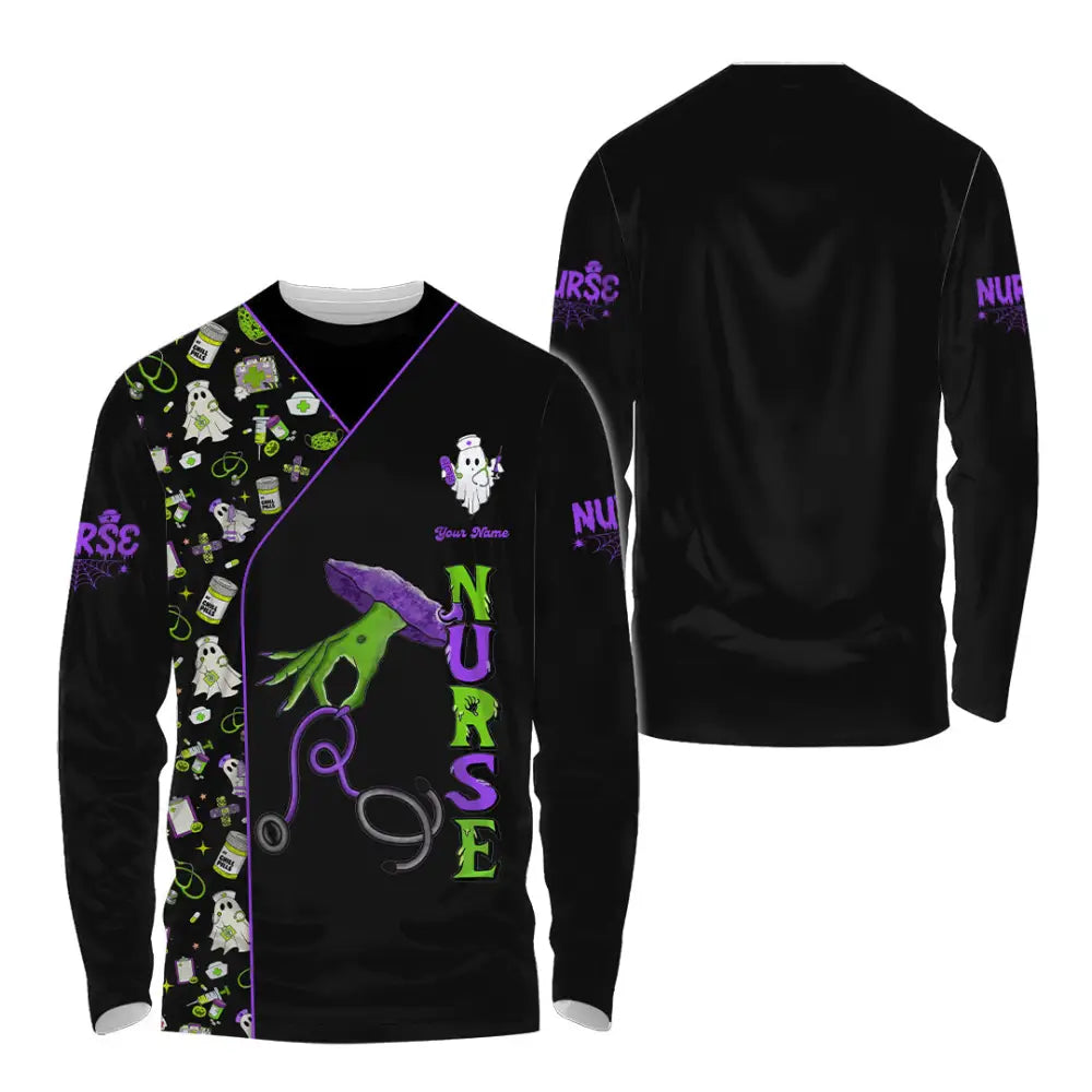 Unisex Shirt - Custom Nurse Halloween Shirt Long Sleeve Shirt / S T-shirt
